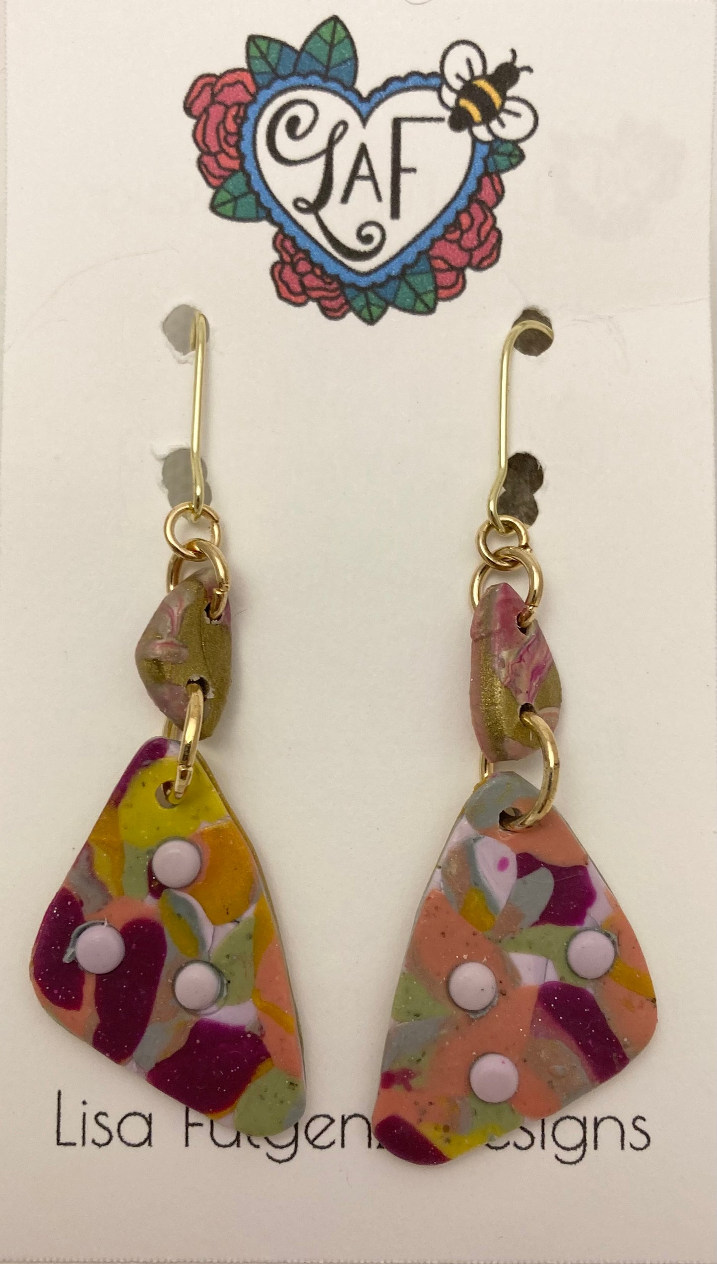 Multicolor with Gold Medium Earrings