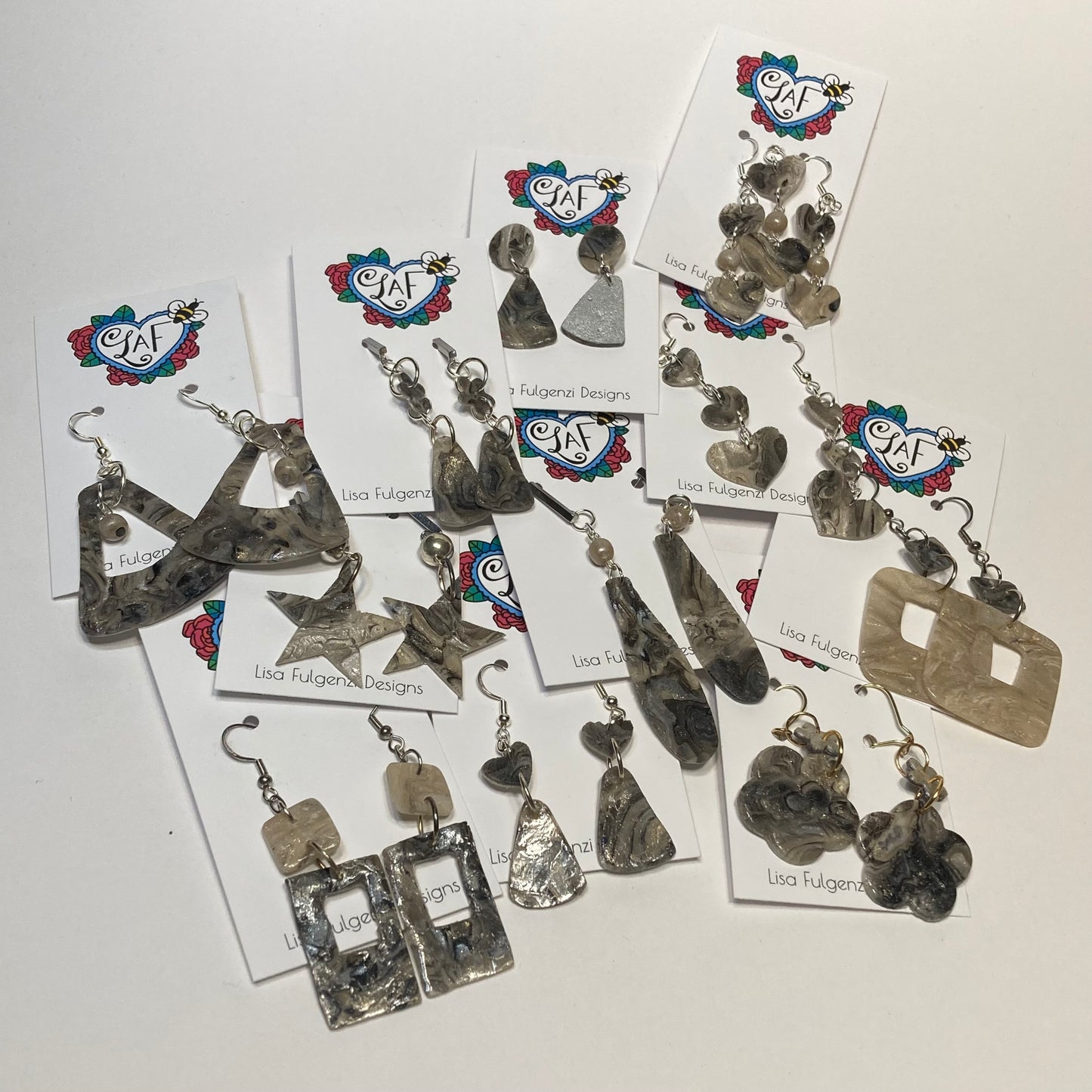 Ornate Marble Star Earrings