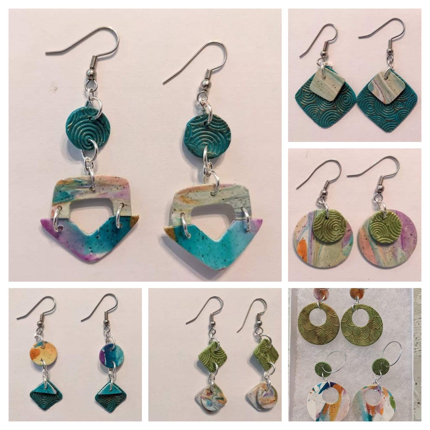 Original Inspired Orange and Purple Shapes Earrings