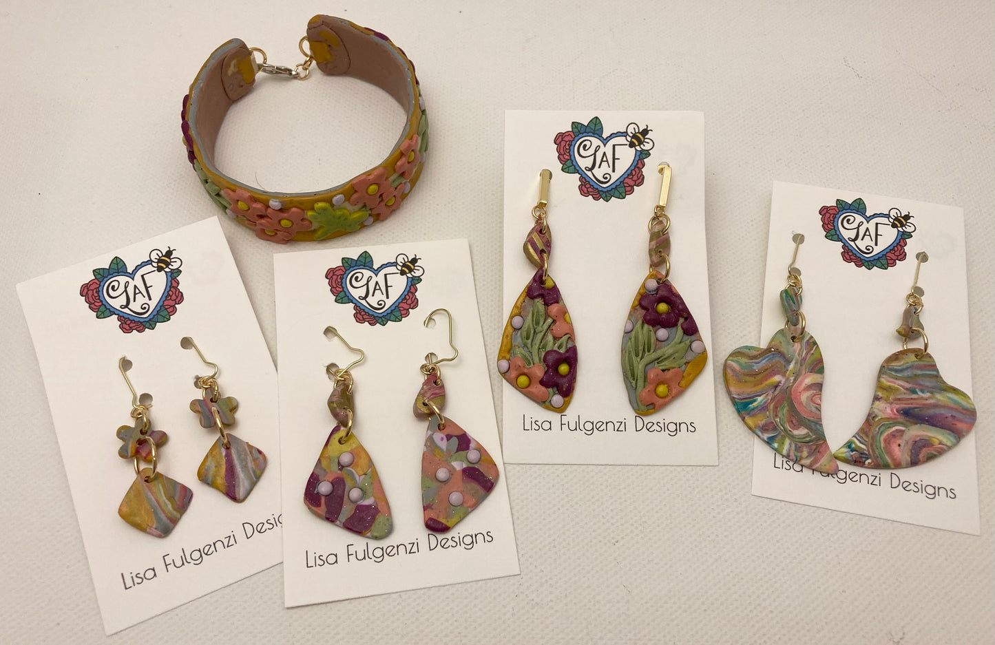 Multicolor with Gold Medium Earrings
