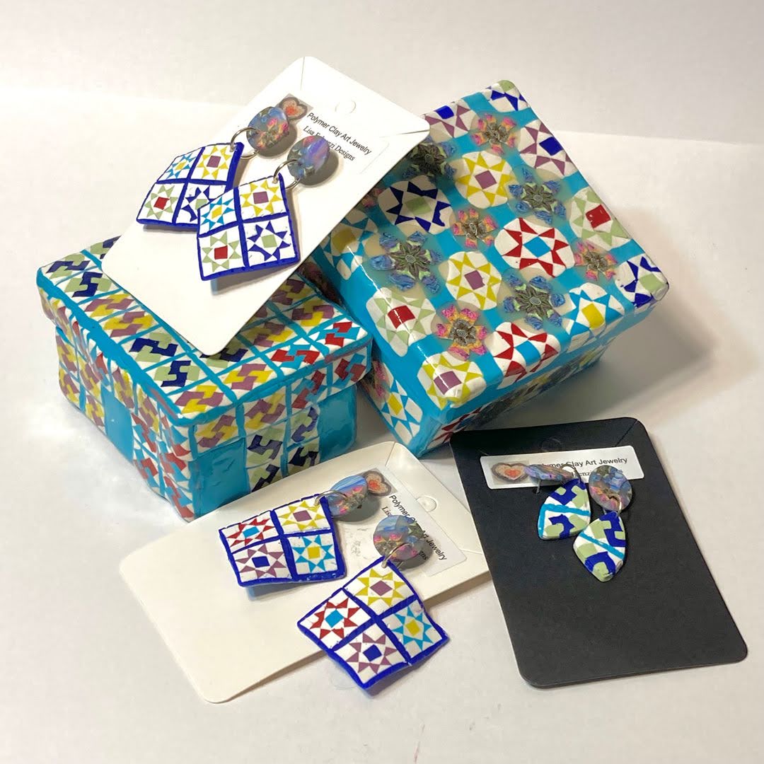 Patchwork Quilt Floral Post Earrings