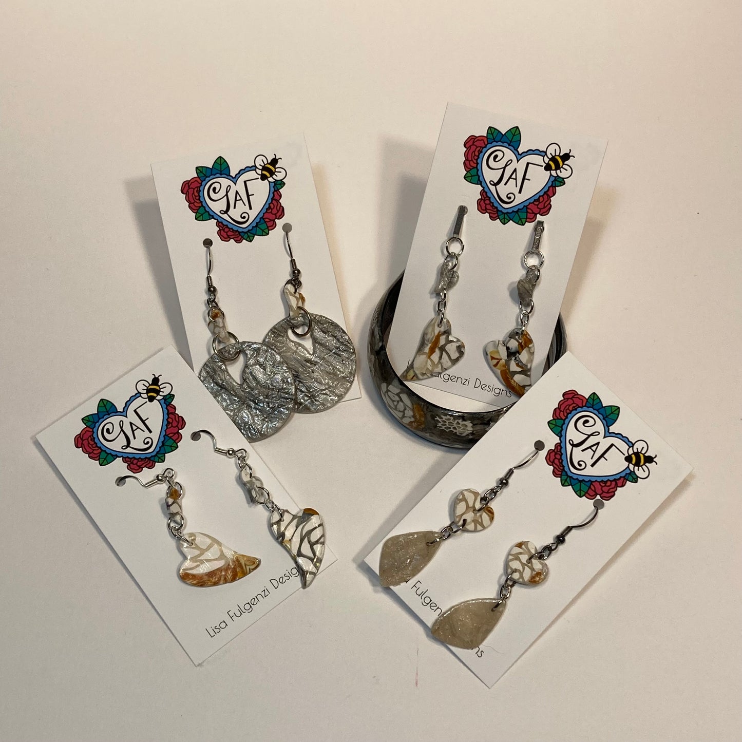 White Rose and Gold Leaves Earrings
