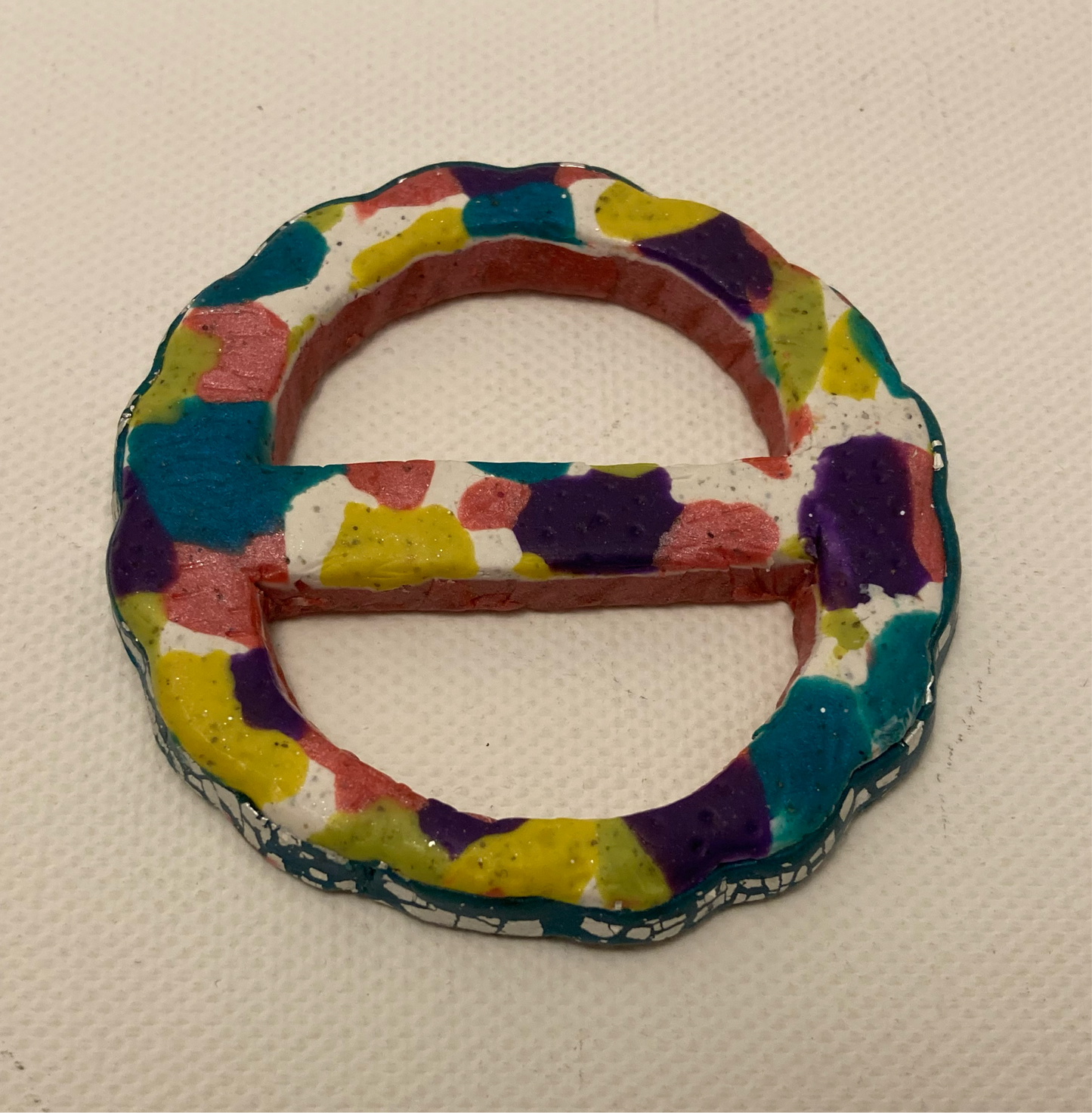 Terrazzo with Turquoise Foil Leaf Scarf Buckle
