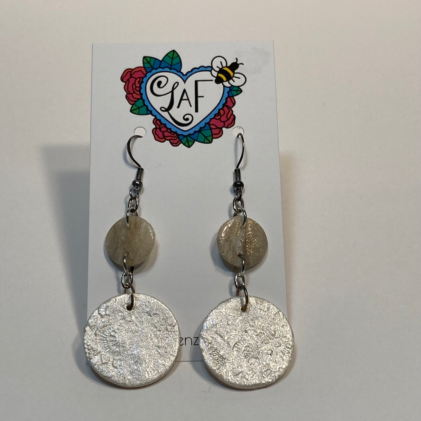 Ivory Marble and Pearl Lace Drop Earrings