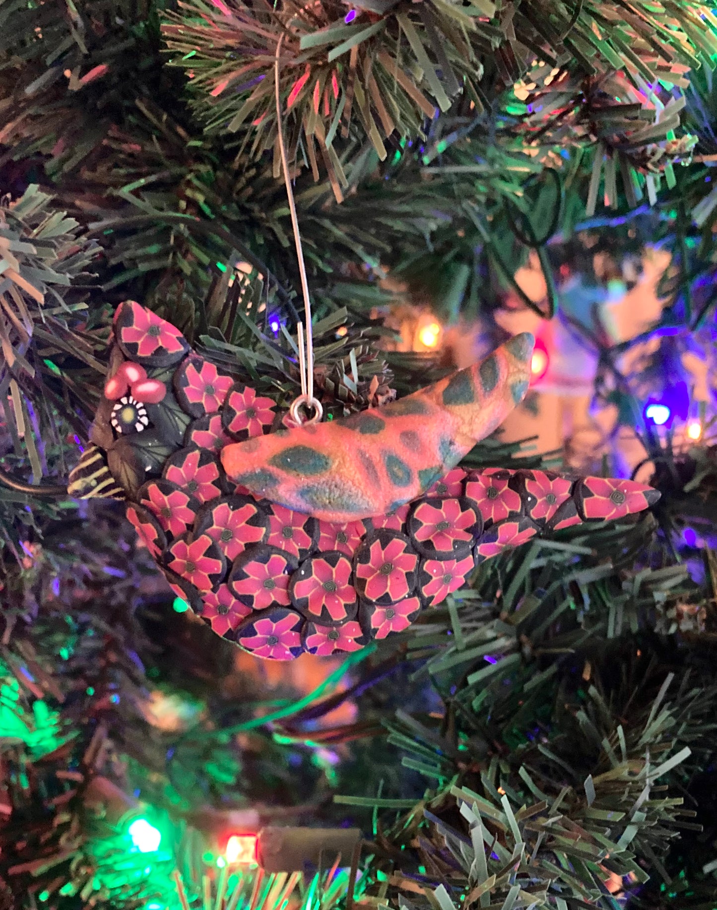 Cardinal Floral Polymer Clay Ornament