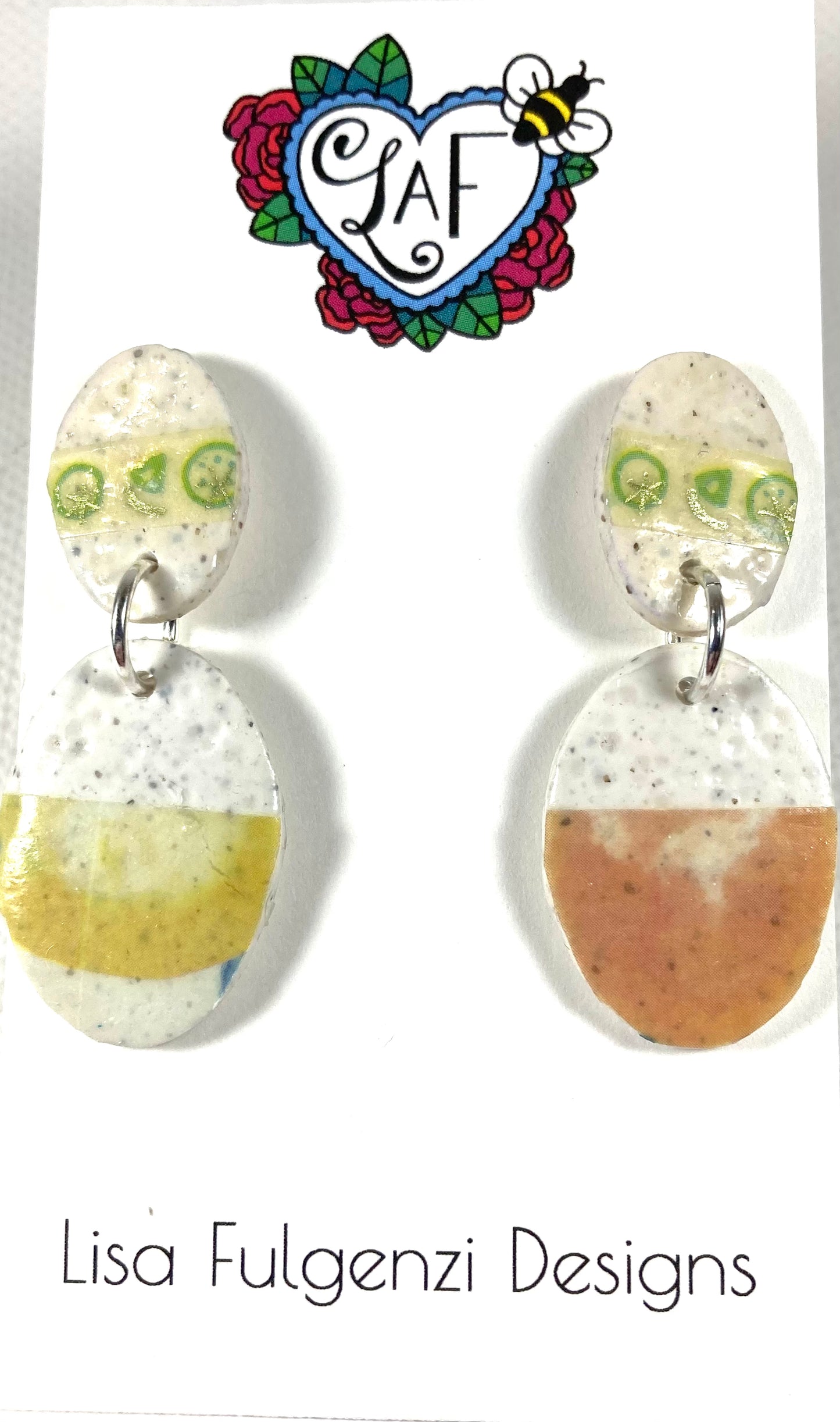 Washi Tape Oval Post Earrings