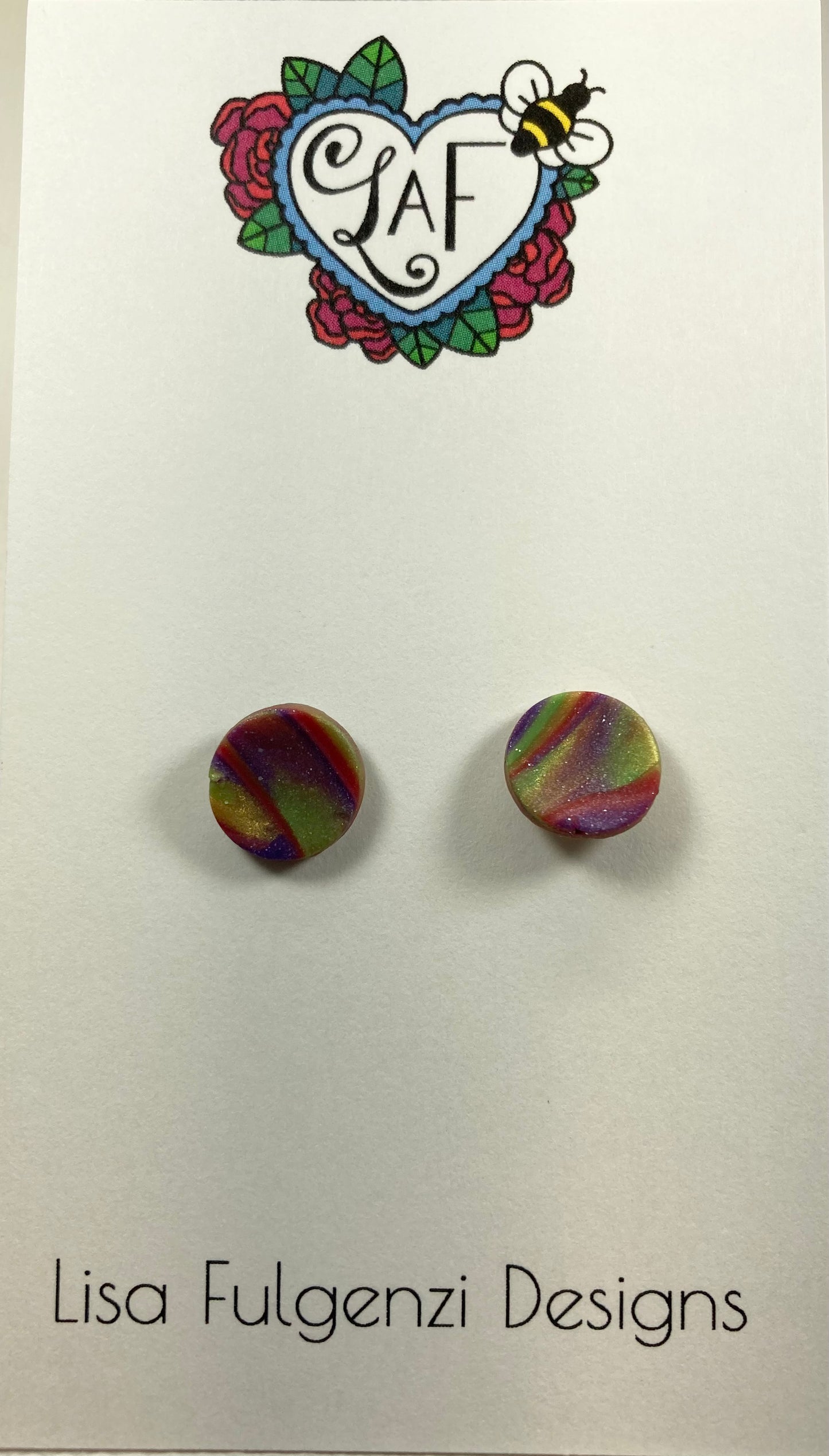 Holiday Vintage Colors Round Marbled Stud Earrings