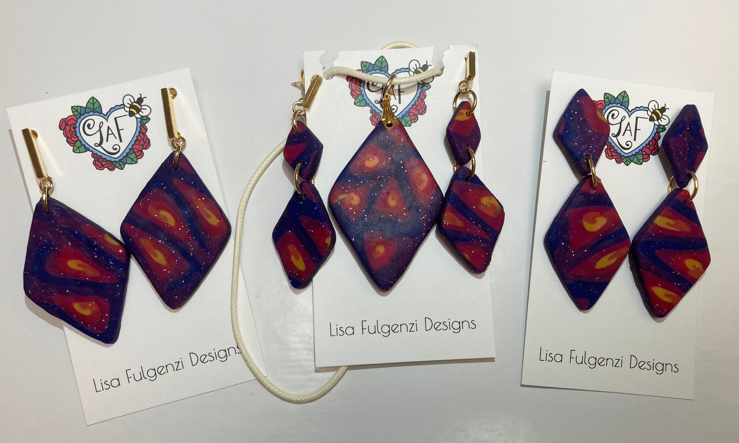 Diamond Yellow and Purple Blend Large Earrings