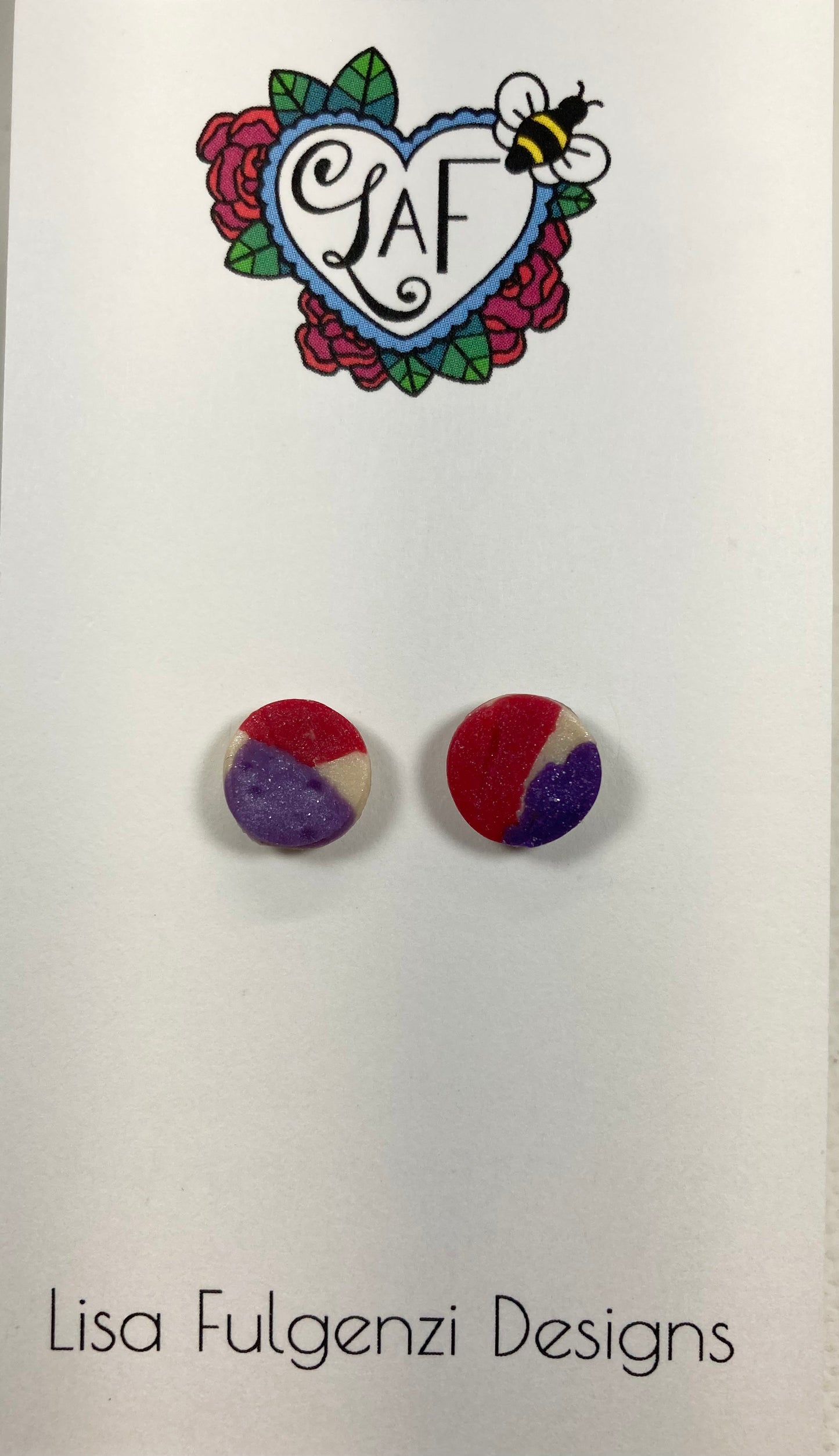 Holiday Vintage Colors Round Textured Stud Earrings