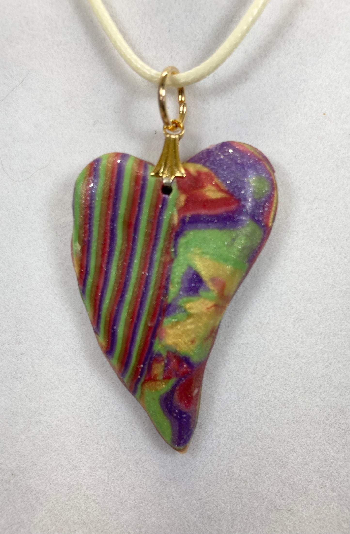 Holiday Vintage Colors Offset Heart Pendent Stripes L