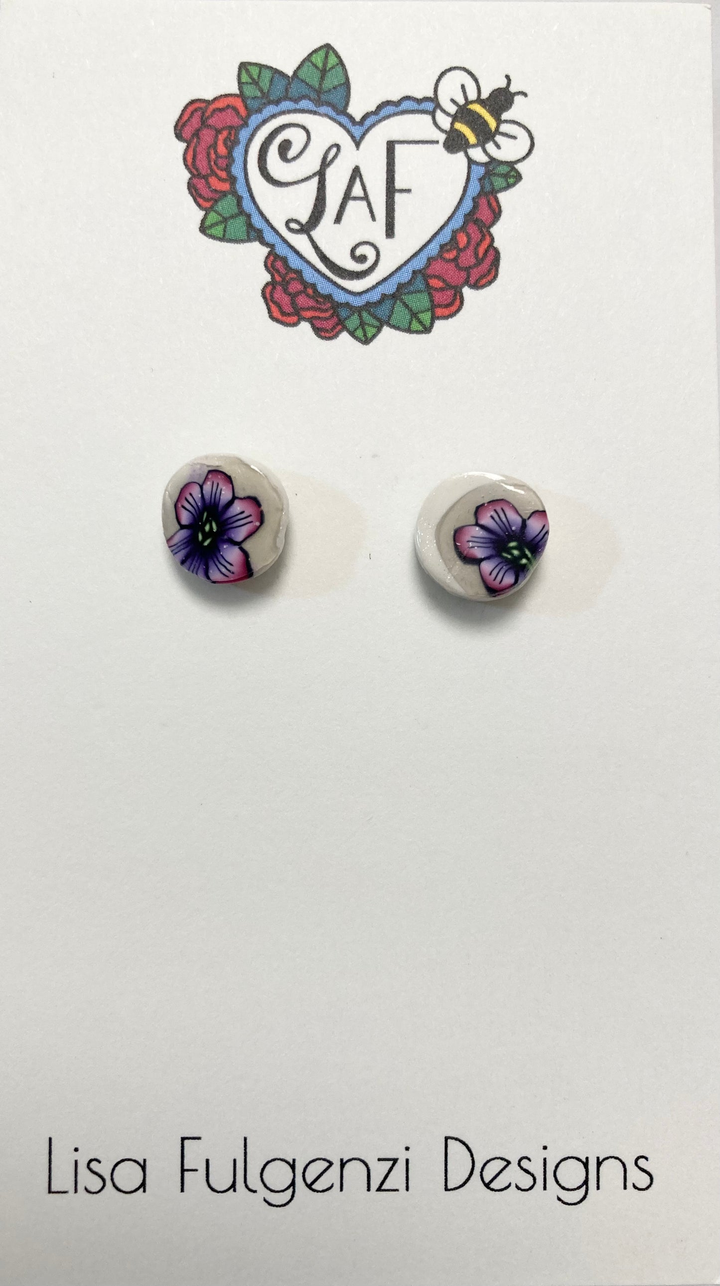 Floral Purple and Pink Mini Stud Earrings