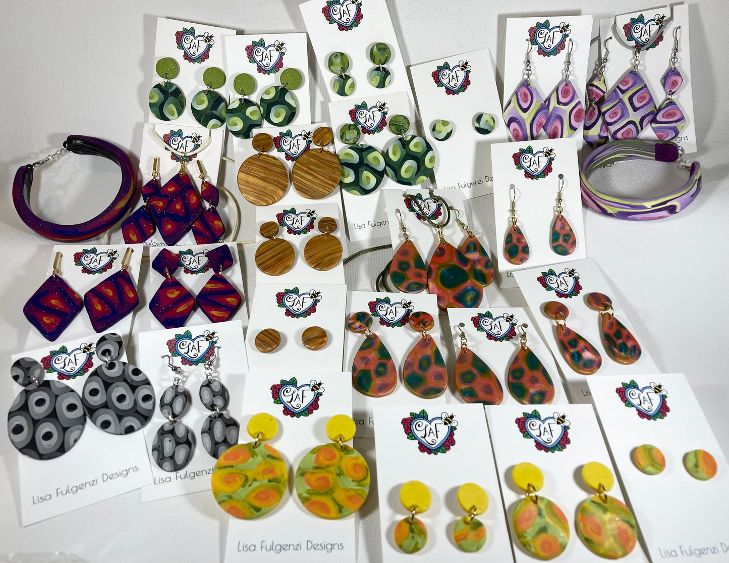 Round Orange Yellow and Green Blend Small Earrings