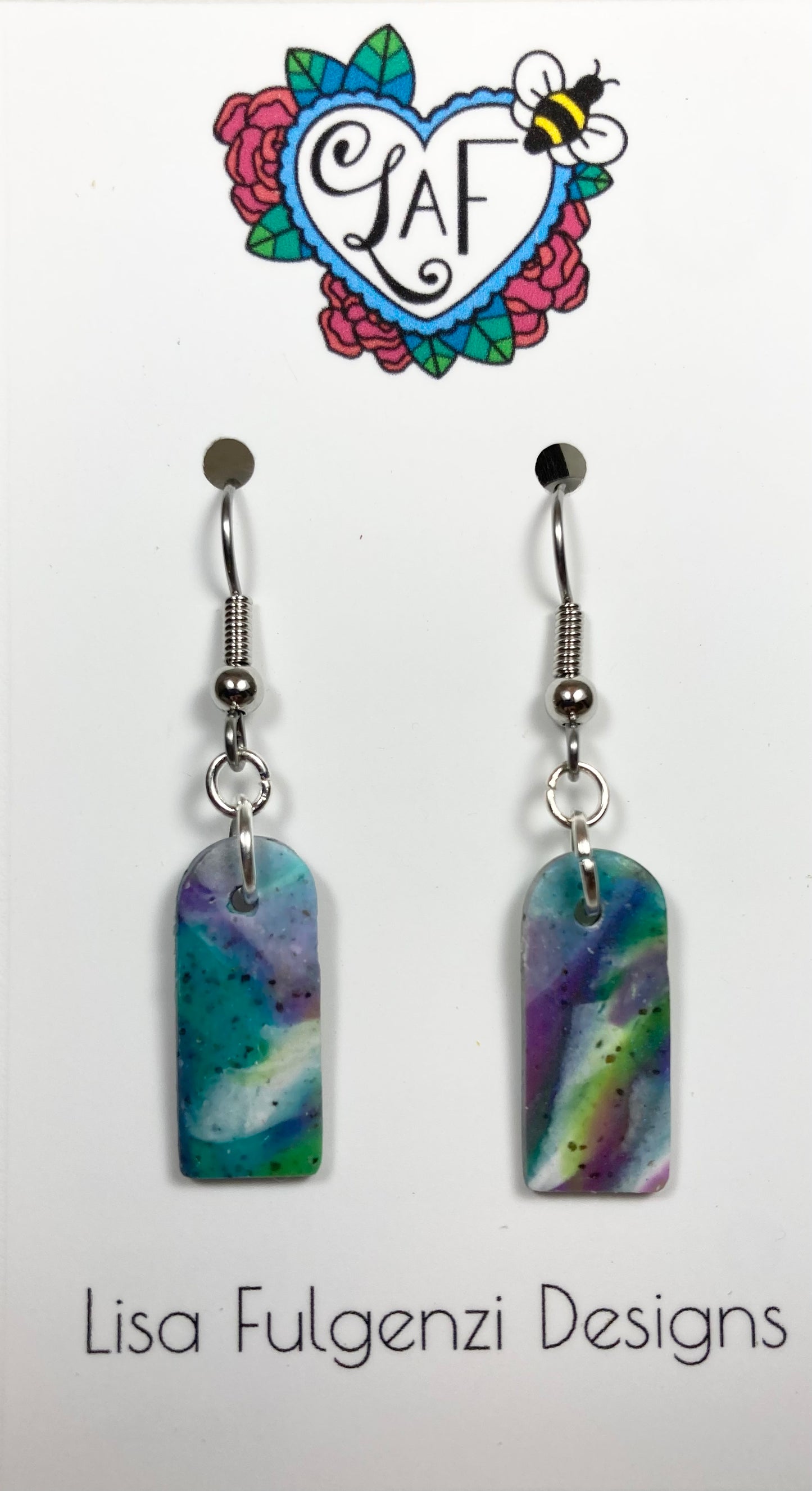 Lavender and Turquoise Geometric Drop Earrings