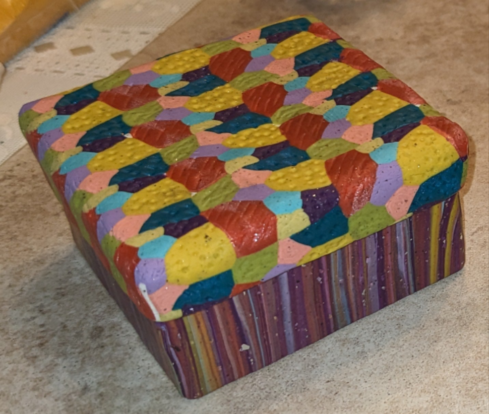 Textured Slab and Purple Stripes Rosary and Box Set