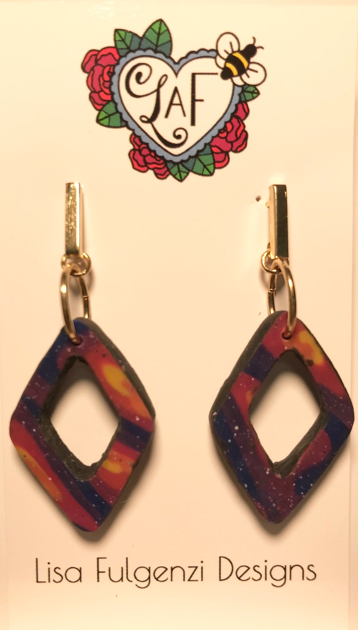 Diamond Yellow and Purple Blend Small Gold Post Earrings