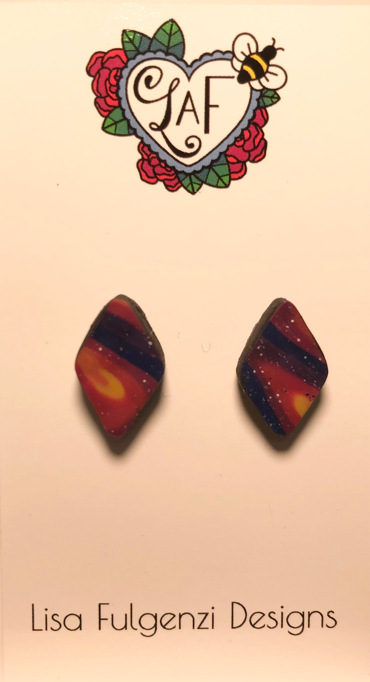 Diamond Yellow and Purple Blend Small Stud Earrings