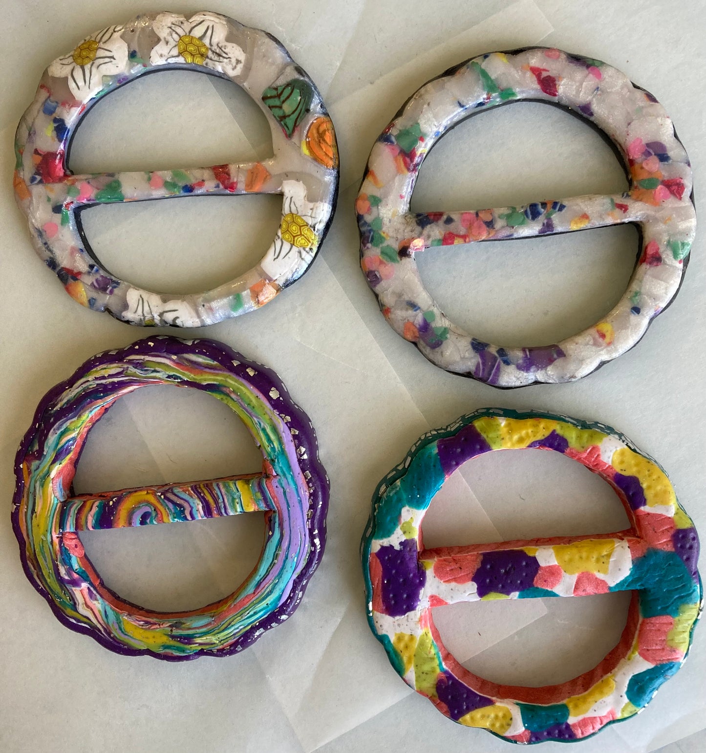 Ivory and Floral Scarf Buckle
