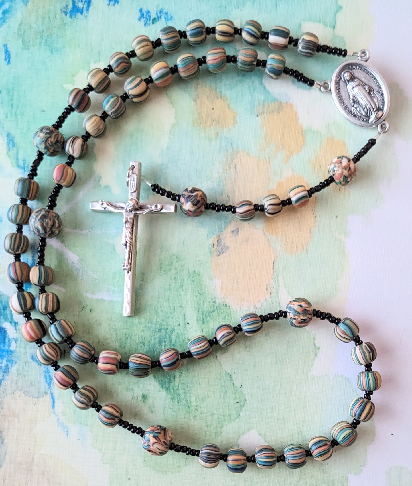 Loaves and Fishes Rosary and Box Set Green
