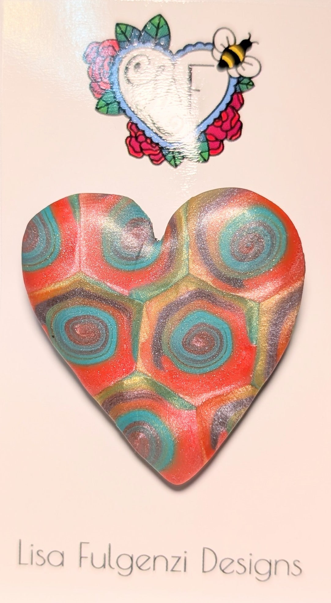 Multicolor Metallic Blend Heart Brooch