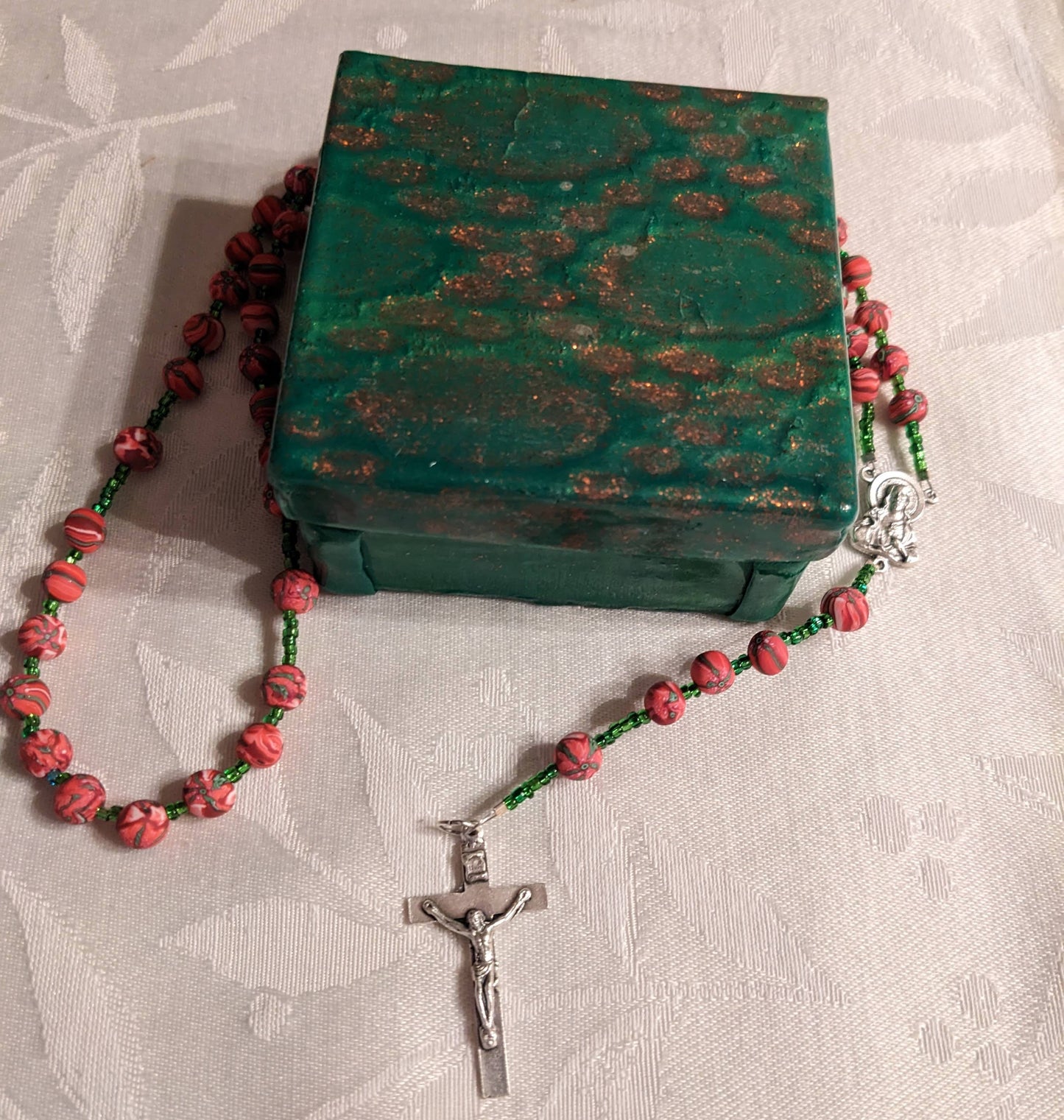 Emerald Decorative Box and Rosary