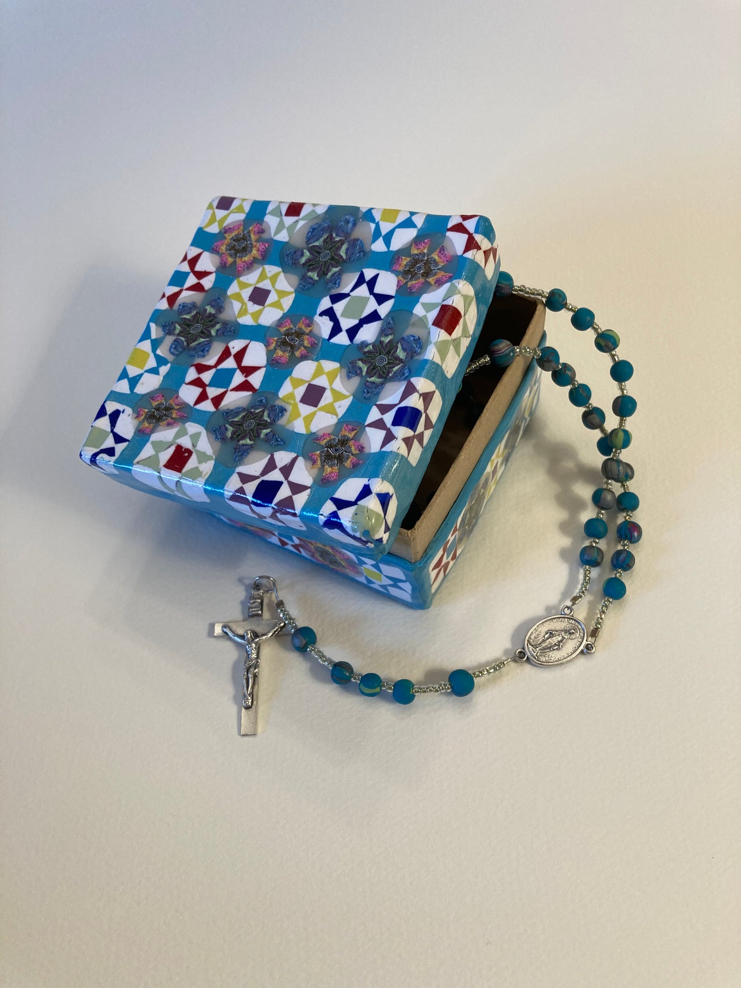 Ohio Star and Floral Box and Rosary