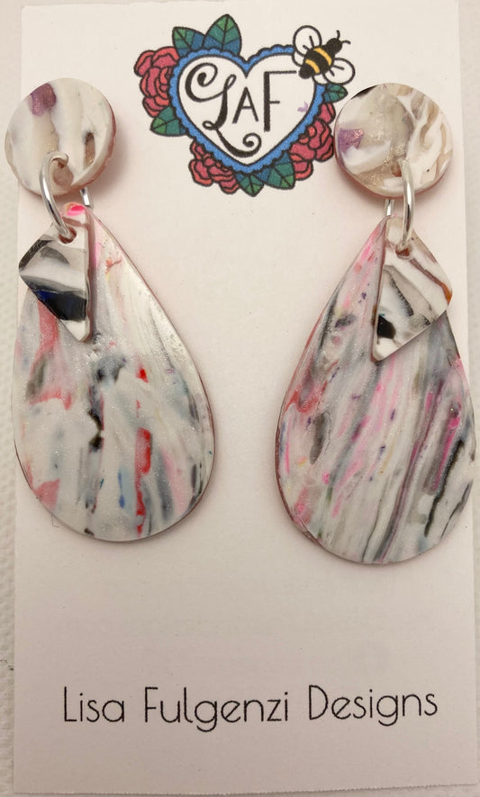 Watermelon and Ice Large Tear Drop Post Earrings