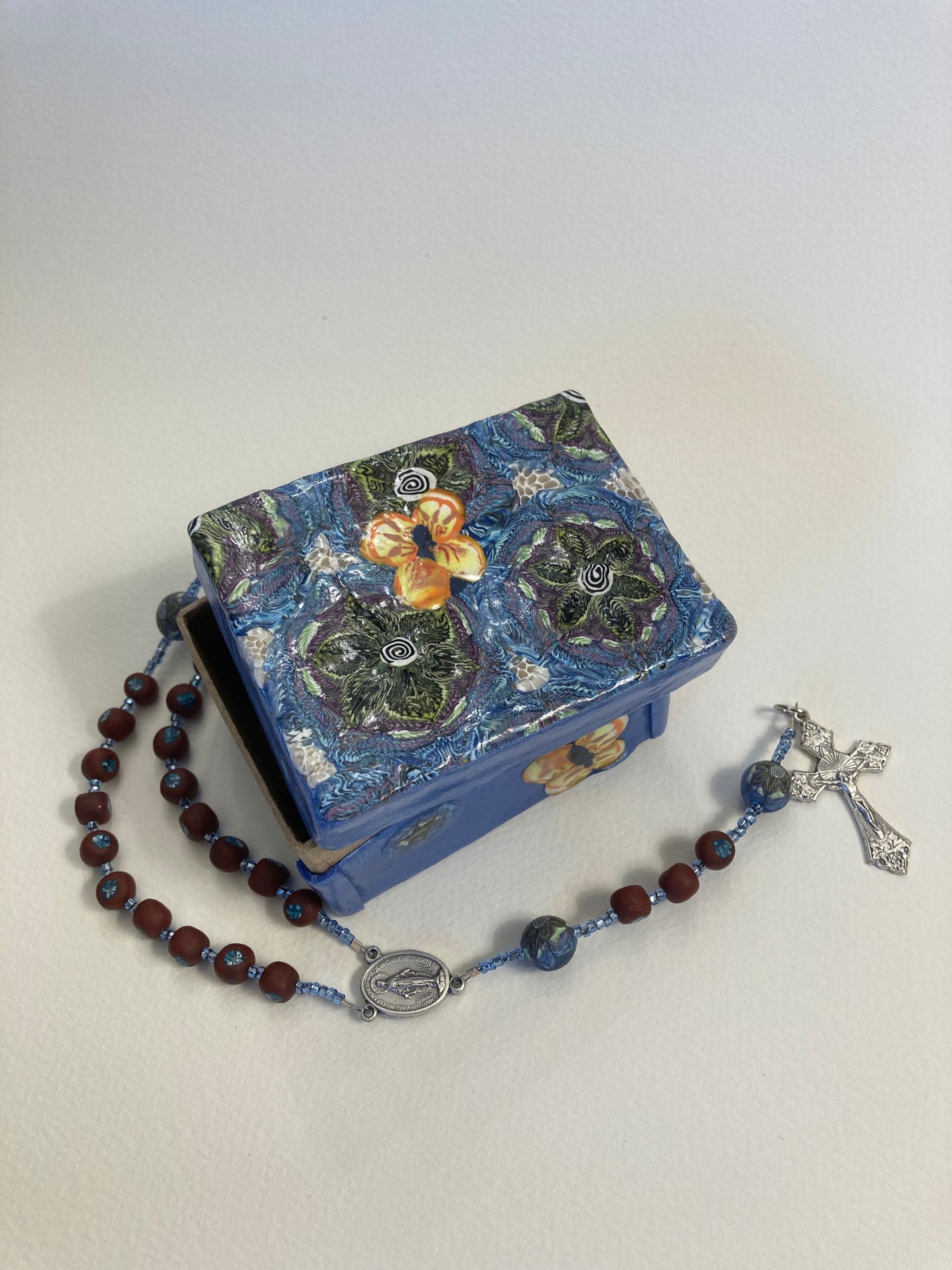 Blue Skies Butterfly Decorative Box and Rosary