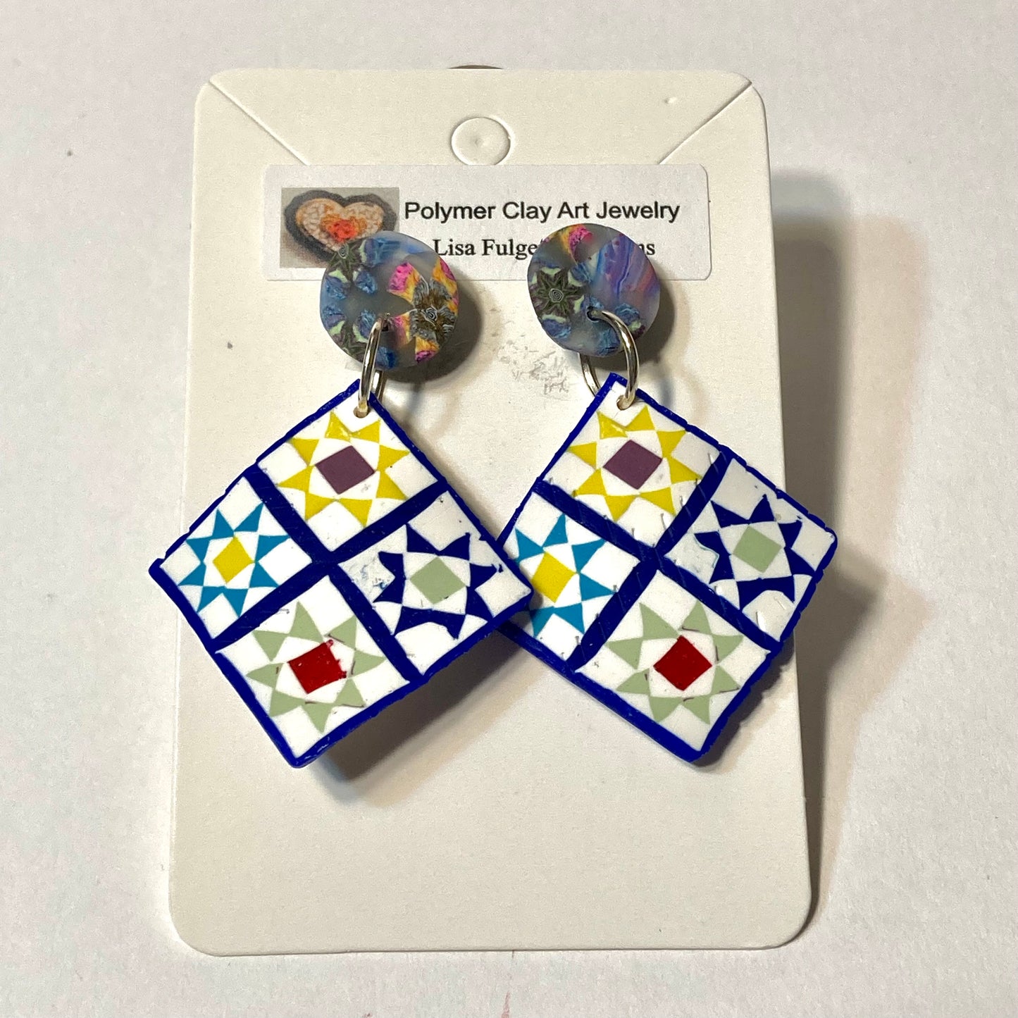 Ohio Star Quilt Square Earrings