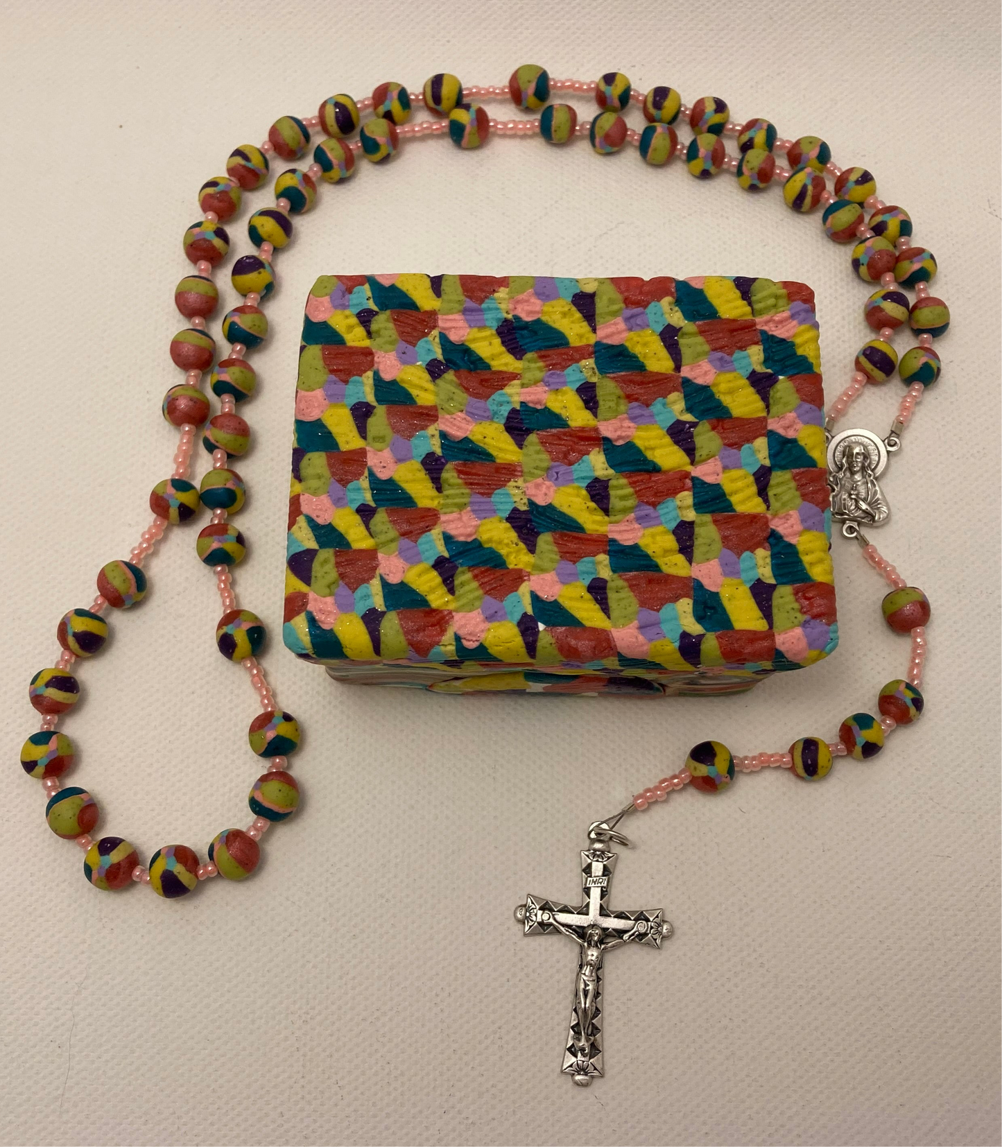 Textured Slab and Terrazzo Rosary and Box Set