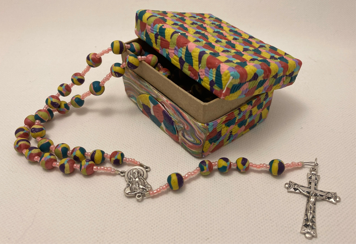 Textured Slab and Terrazzo Rosary and Box Set