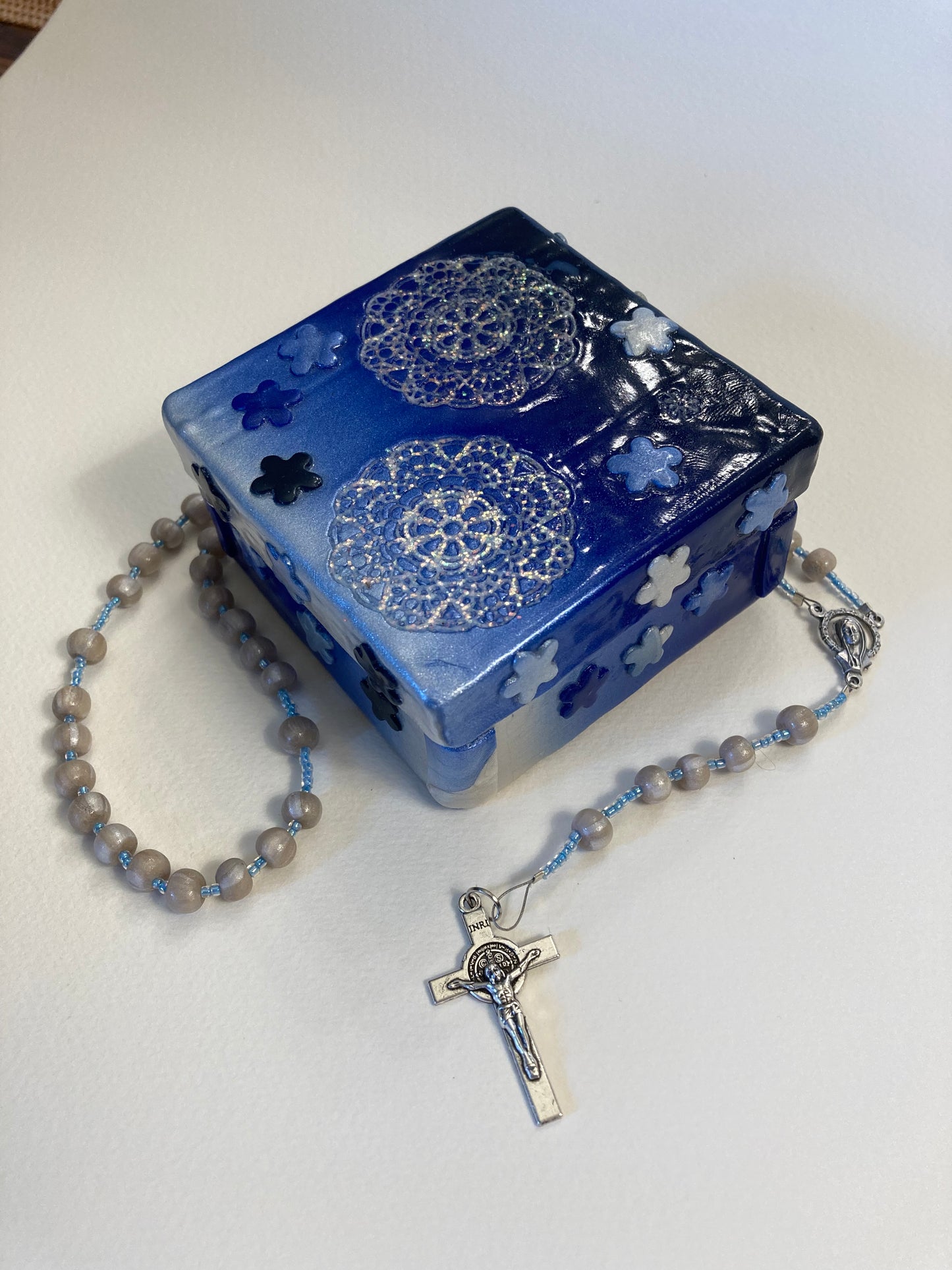 Midnight Lace Decorative Box and Rosary