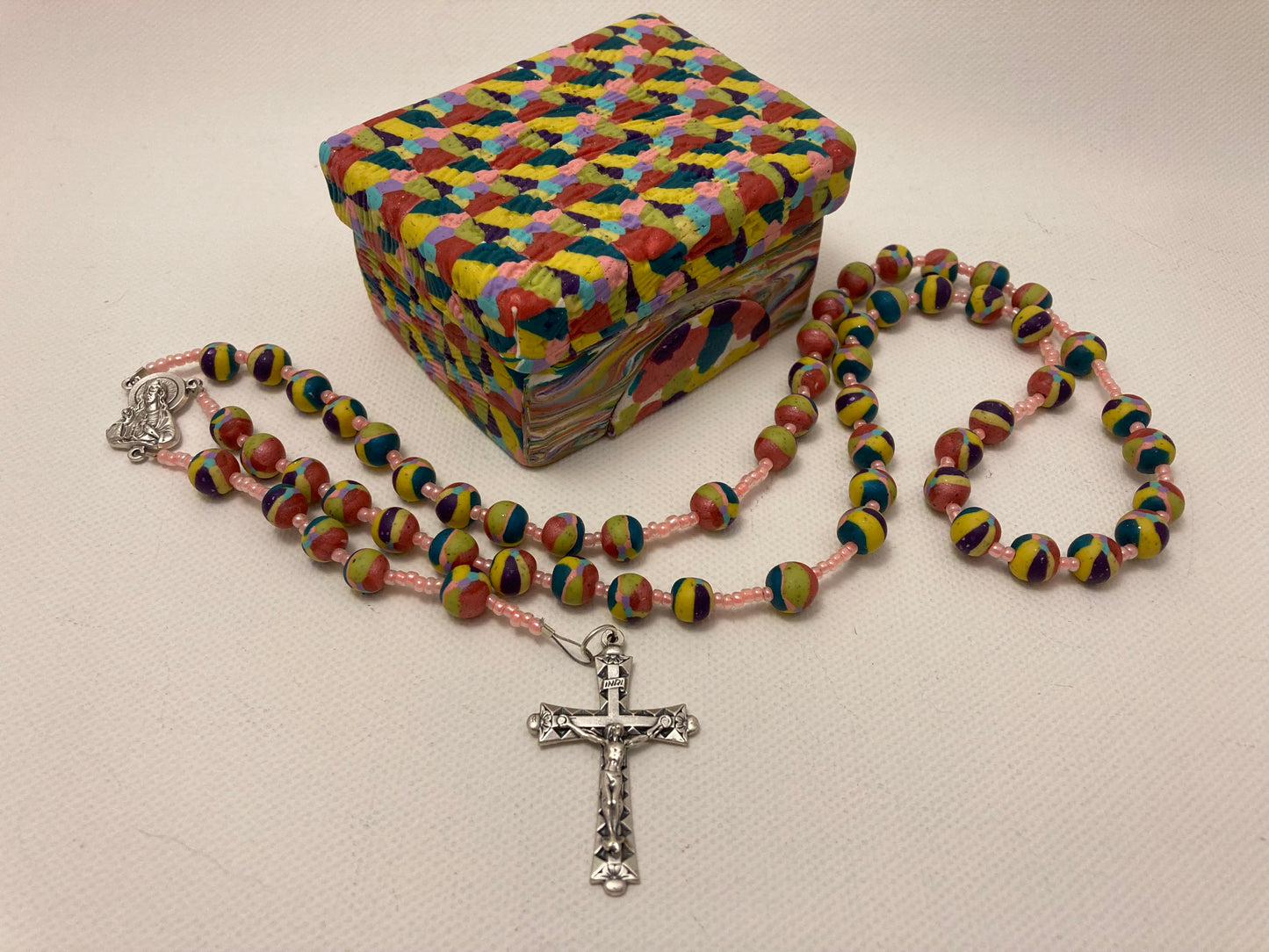 Textured Slab and Terrazzo Rosary and Box Set