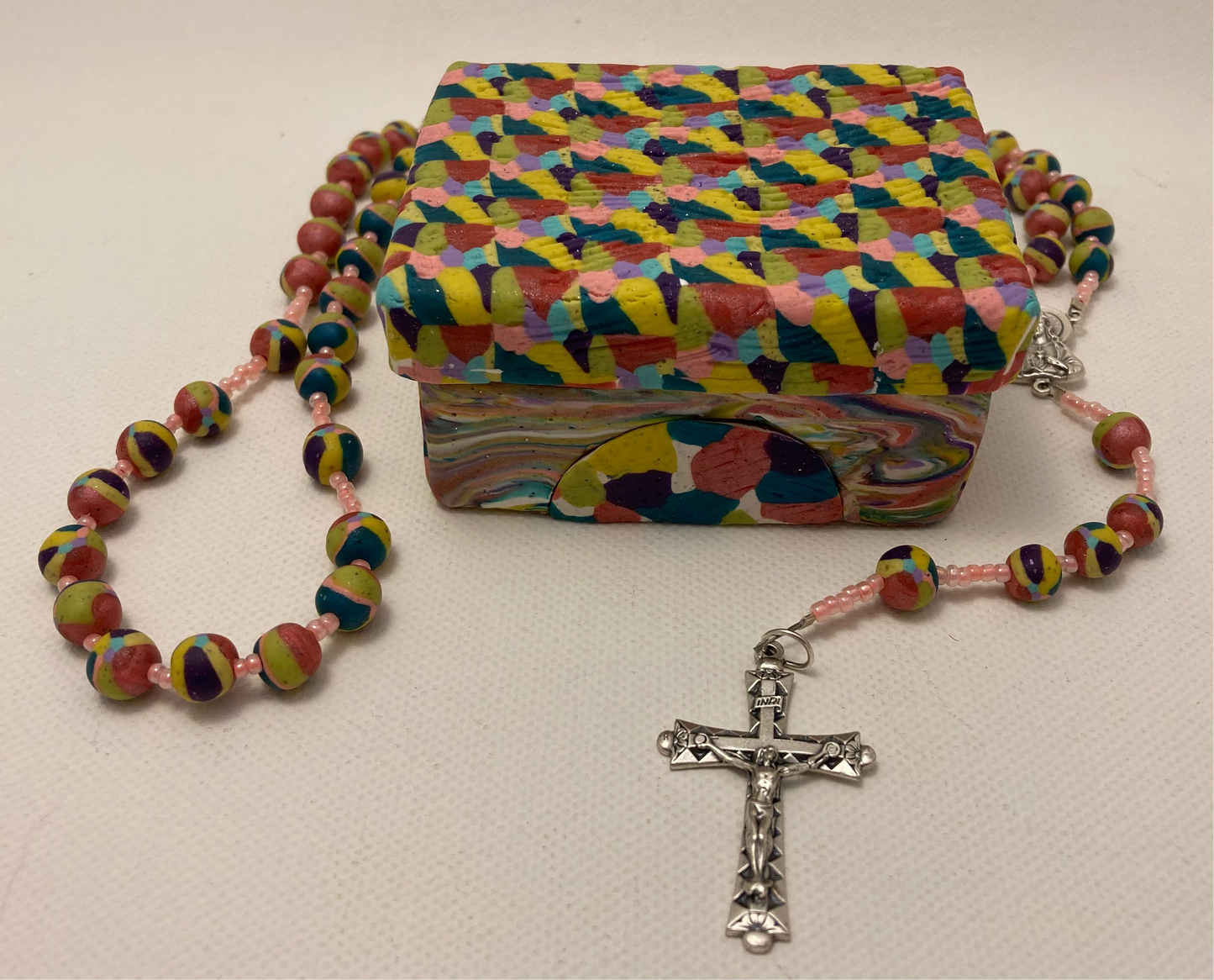 Textured Slab and Terrazzo Rosary and Box Set