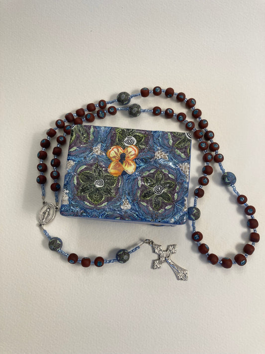 Blue Skies Butterfly Decorative Box and Rosary