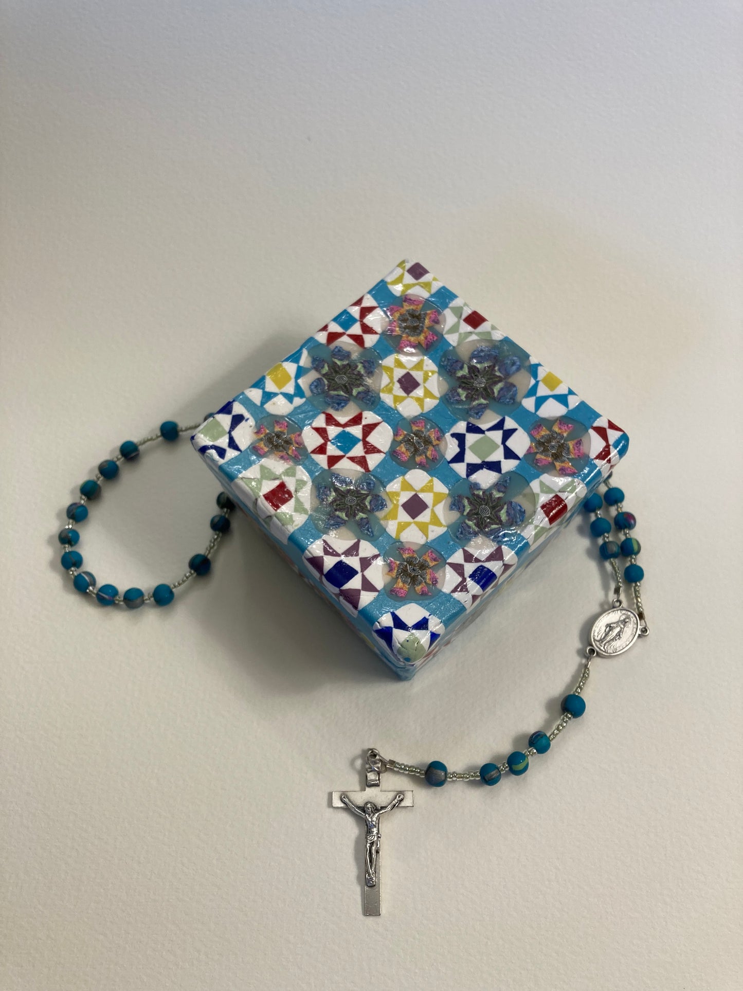 Ohio Star and Floral Box and Rosary