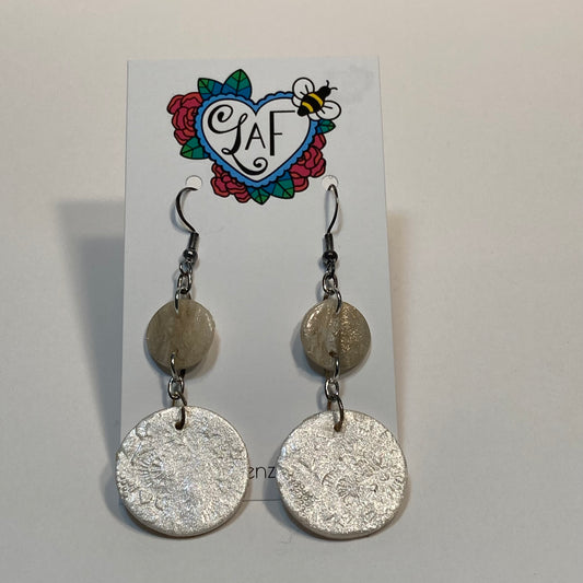 Ivory Marble and Pearl Lace Drop Earrings