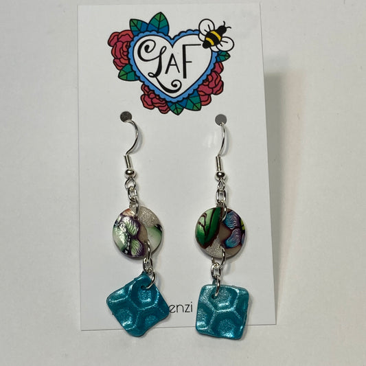 Floral and Peacock Pearl Drop Earrings