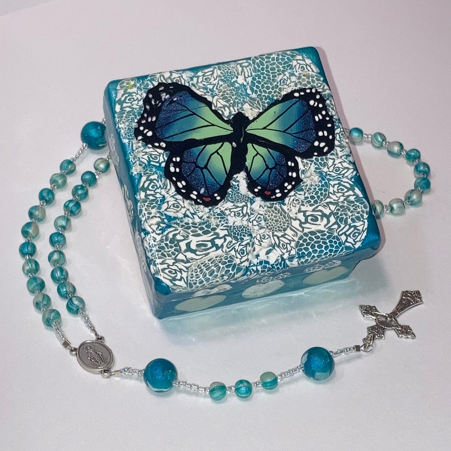 Sapphire Butterfly Decorative Box and Rosary