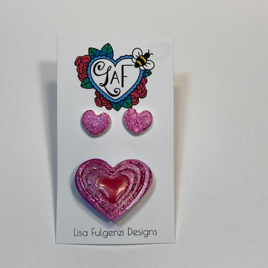 Sweet Heat Glitter Earrings and Brooch