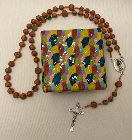 Textured Slab and Stripes with Foil Rosary and Box Set