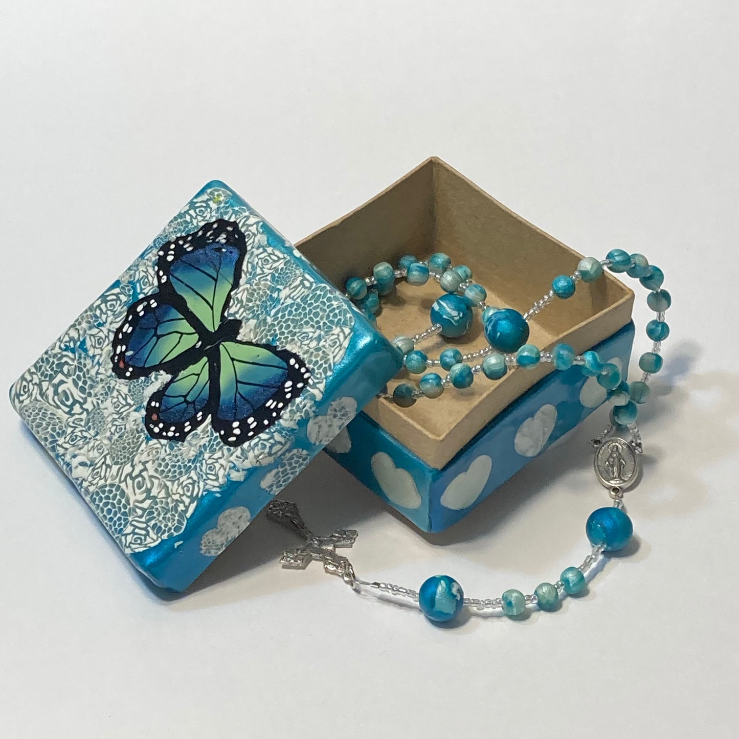 Sapphire Butterfly Decorative Box and Rosary