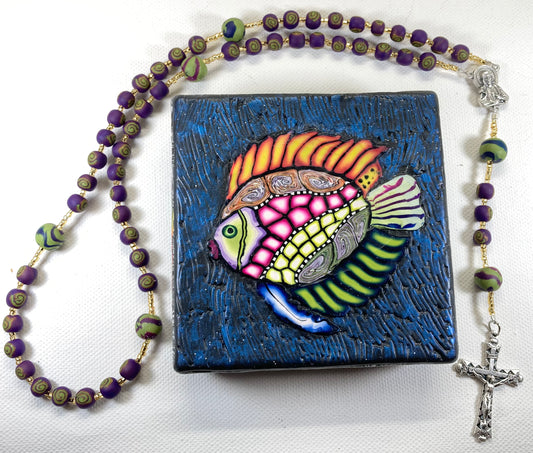 Color with Canes Fun Fish Rosary and Box Set