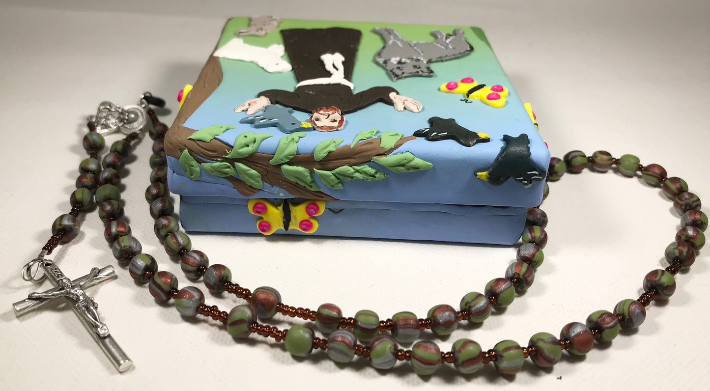 St. Francis of Assisi Box and Rosary Set