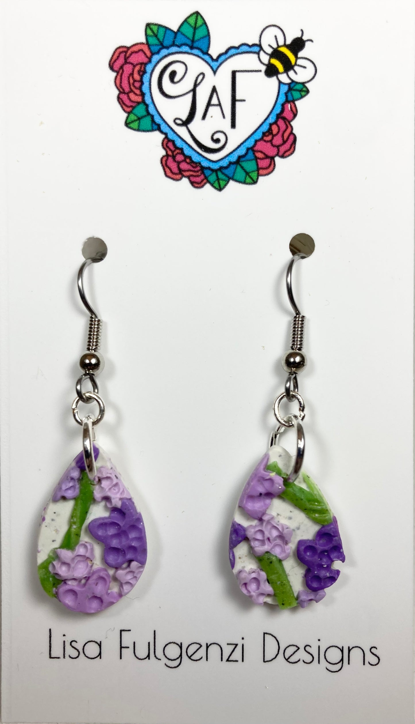 Lavender Pear Shape Drop Earrings