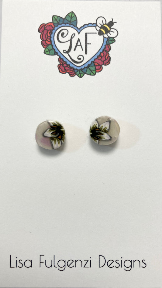 Floral White Lilly Mini Stud Post Earrings