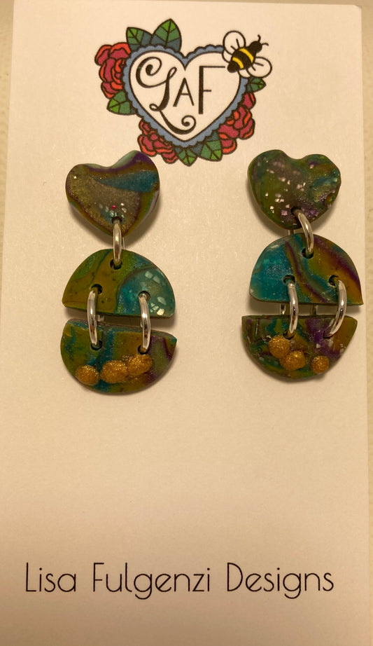 Beautiful Hearts and Half Circles Post Earrings