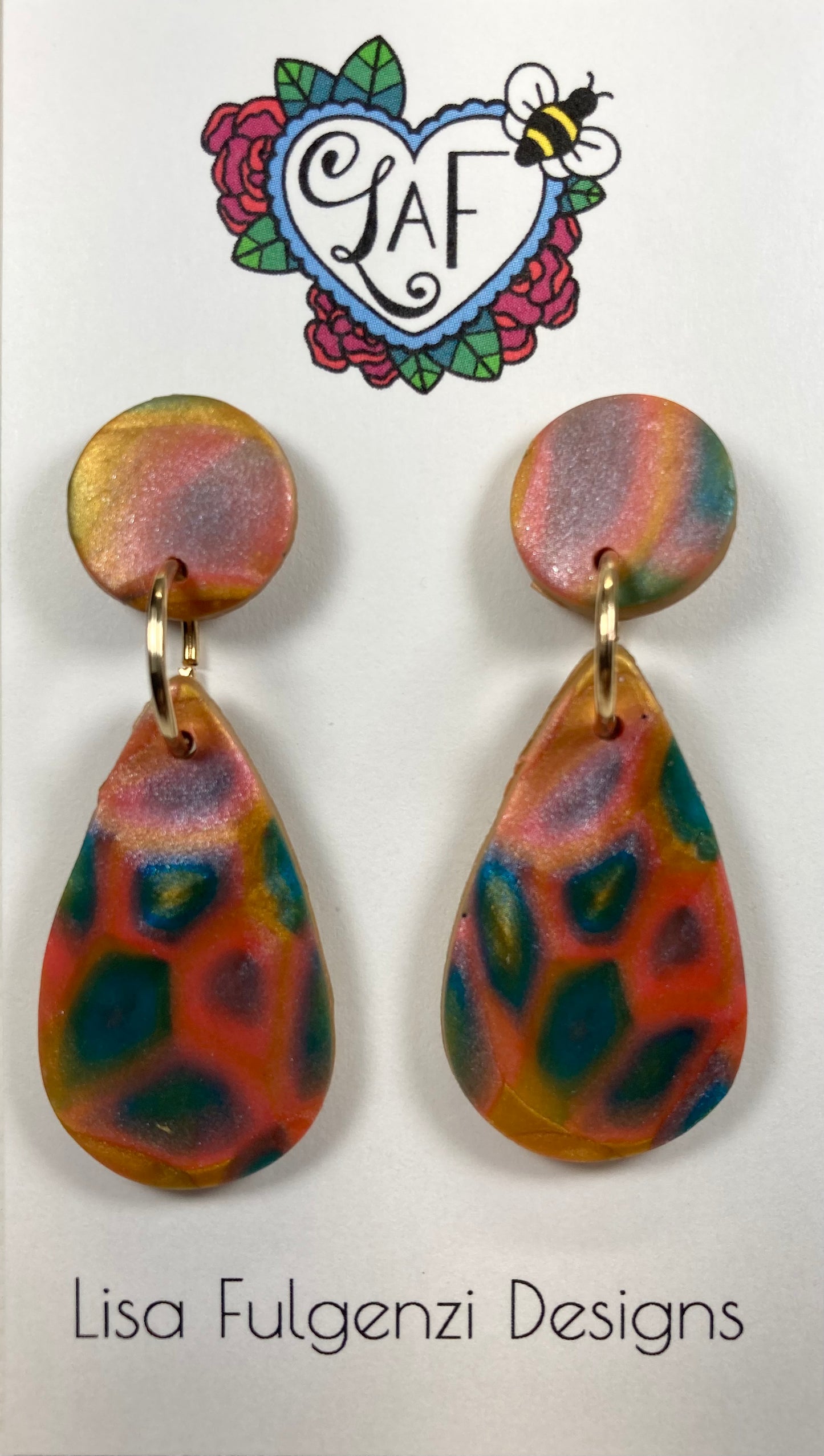 Teardrop Multicolor Metallic Blend Medium Post Earrings