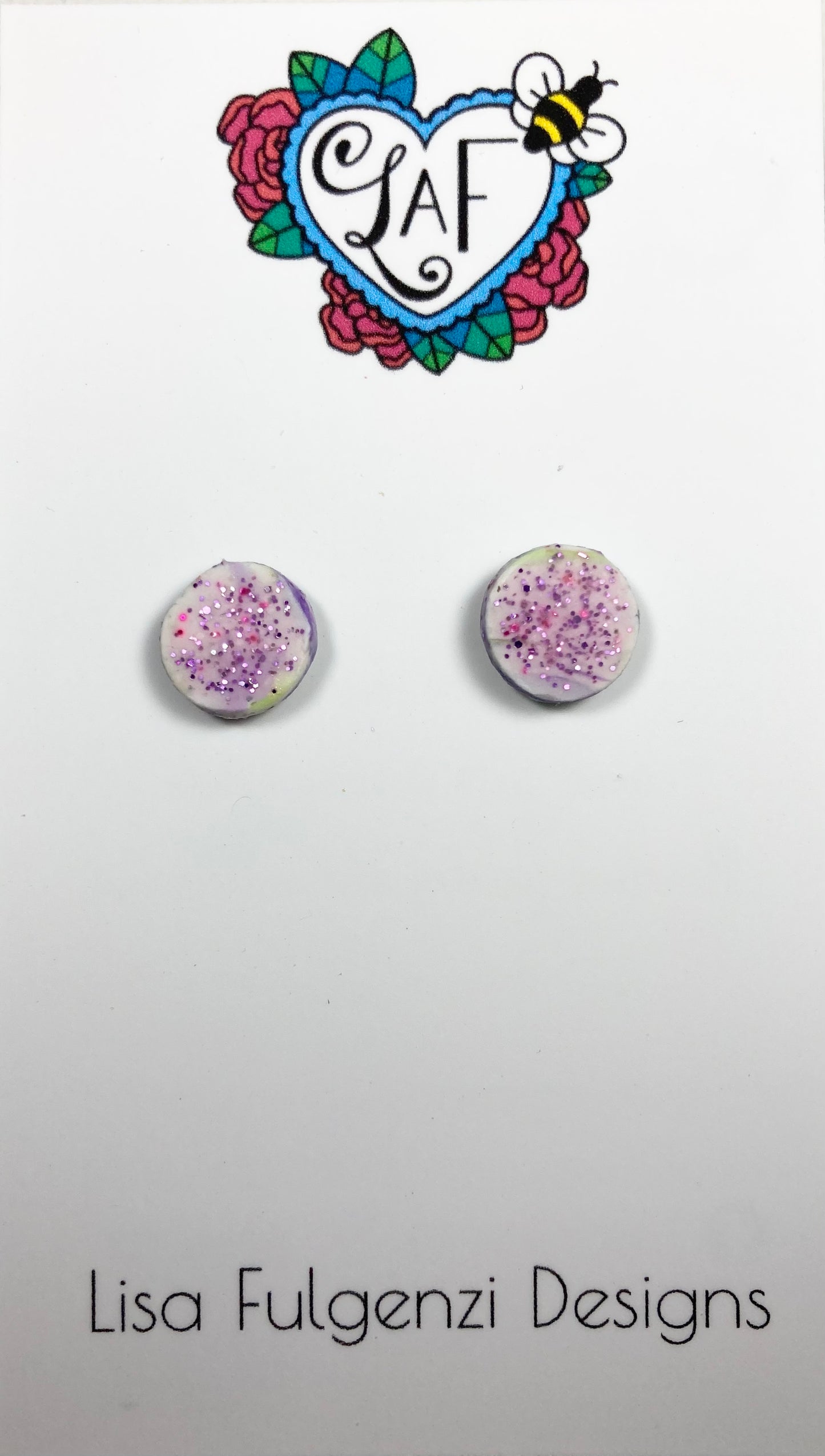Lavender Stripes and Glitter Mini Stud Post Earrings