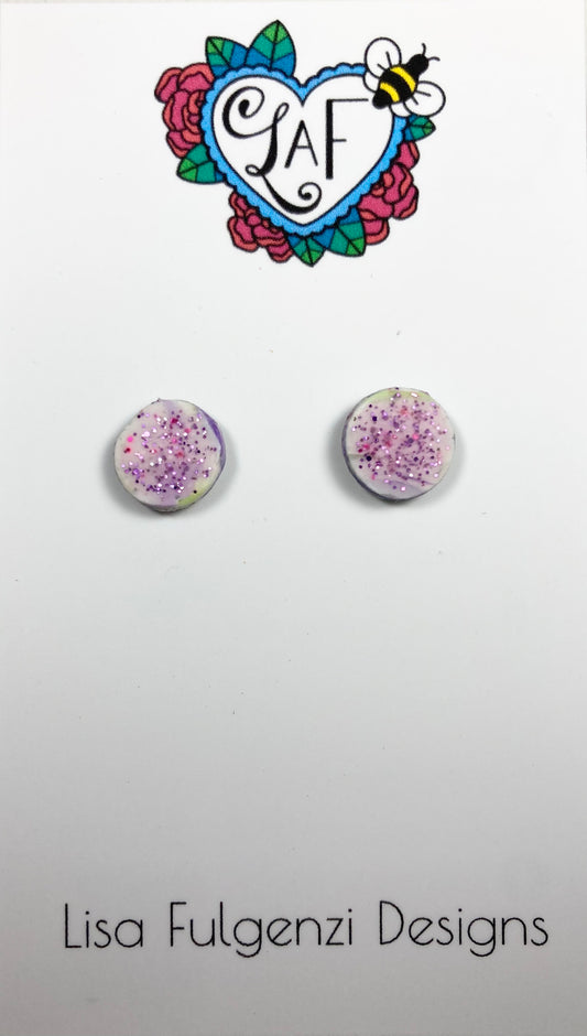Lavender Stripes and Glitter Mini Stud Post Earrings