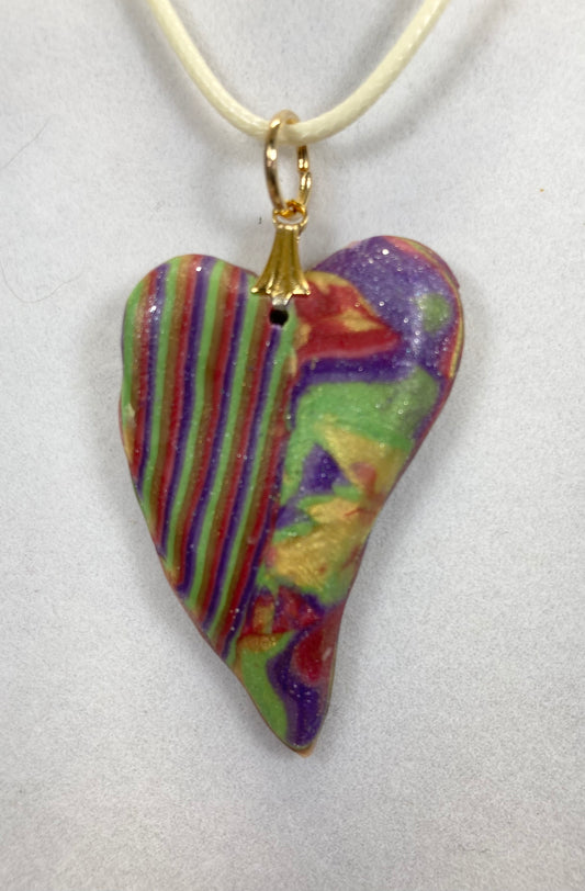 Holiday Vintage Colors Offset Heart Pendent Stripes L